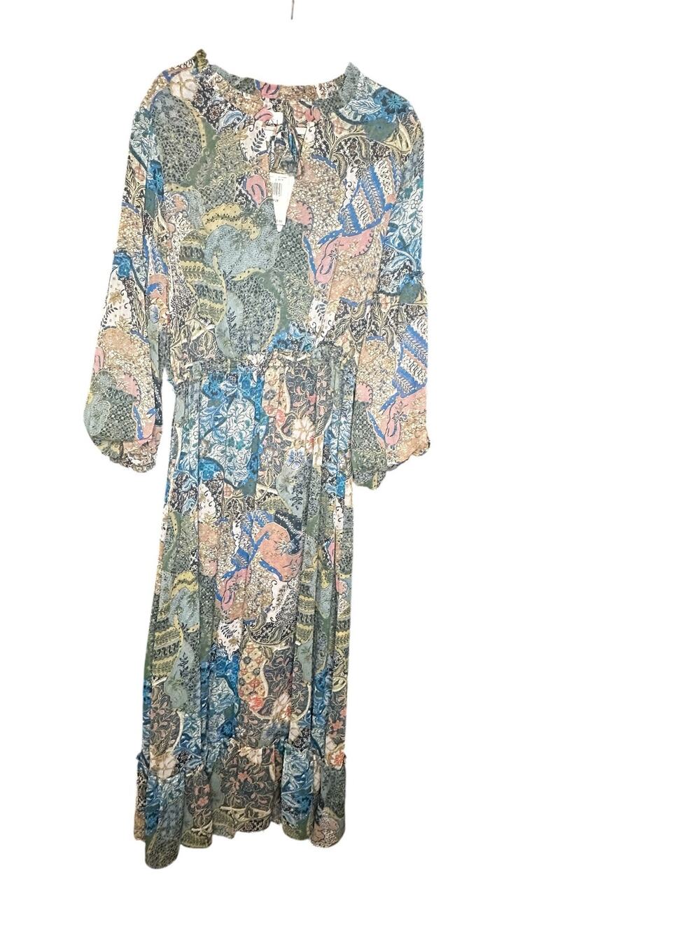 NWT MISA Los Angeles Mixed Floral Paisley Tiered Maxi Dress - Size L